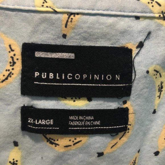 Public Opinion Short Sleeve Regular Fit Shirt - XXL - Blue/Banana Pattern - Picture 2 of 6